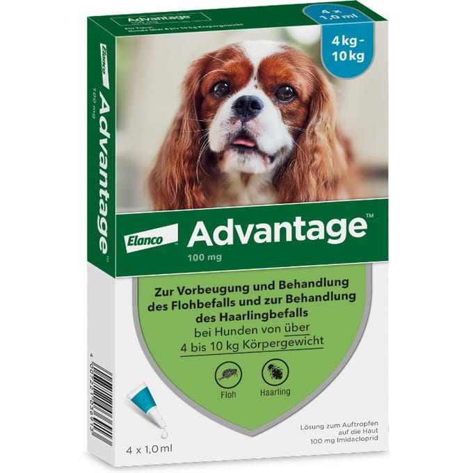 4 Pipetten Advantage 100 voor honden van 4-10kg - NL
