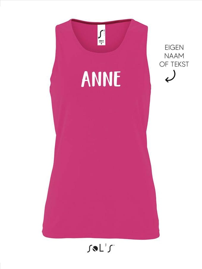 Dames sportshirt / hemd bedrukt met eigen tekst of naam