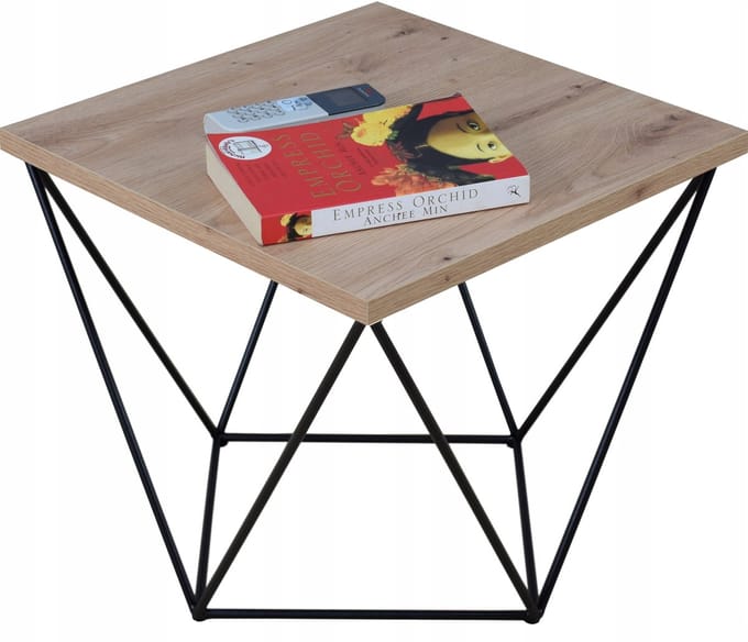 FutuStal - Stalen Tafel - Draadontwerp - Zwart - Dąb Artisan