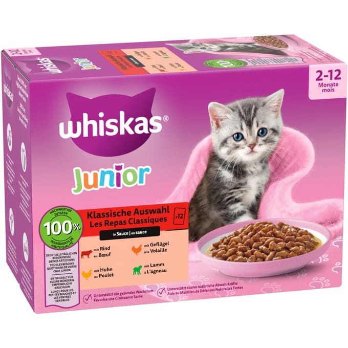Whiskas Jun. Kla. Selectie Saus 12x85g verpakking van 4 - Classic