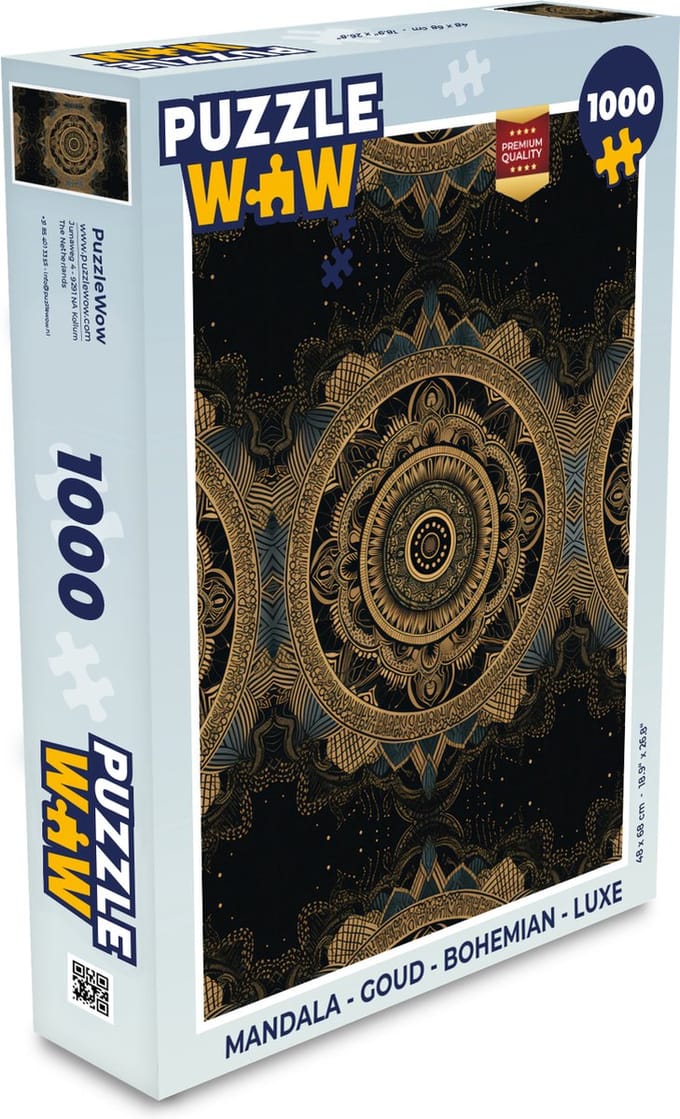 Puzzel Mandala - Goud - Bohemian - Luxe - Legpuzzel - Puzzel 1000 stukjes volwassenen
