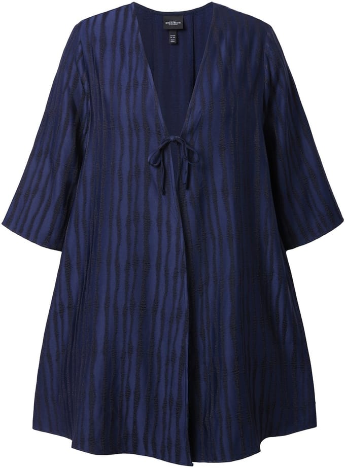 Ulla Popken - Dames - Easy Going-jas open model V-hals - Donkermarine - Maat 42+
