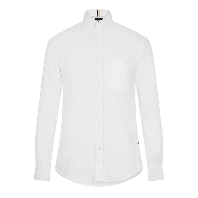 Boss Effen Oxford-overhemd met knoopsluiting voor heren (Wit)