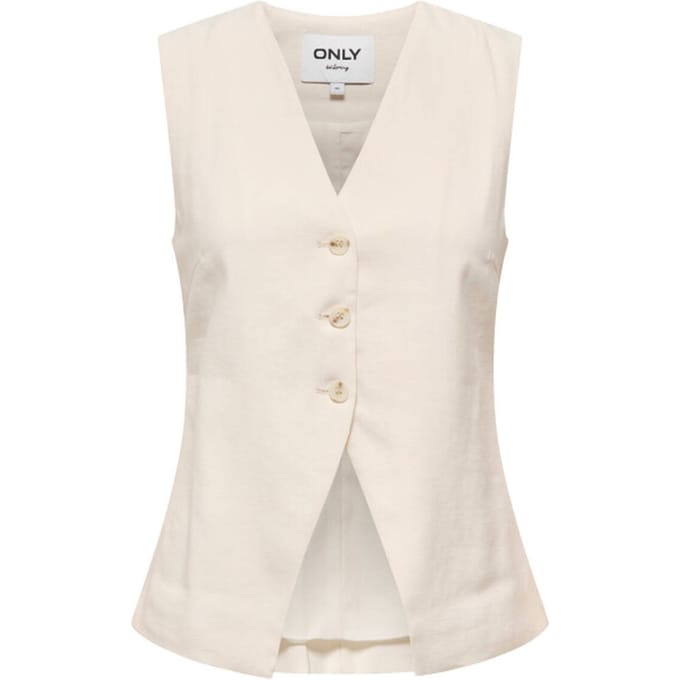 Only witte dames vest   V-hals   Slim Fit   Knoopsluiting   Duurzaam   Mouwloos Wit 36