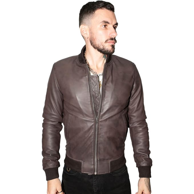 Heren retro varsity leren bomberjack-Pretoria
