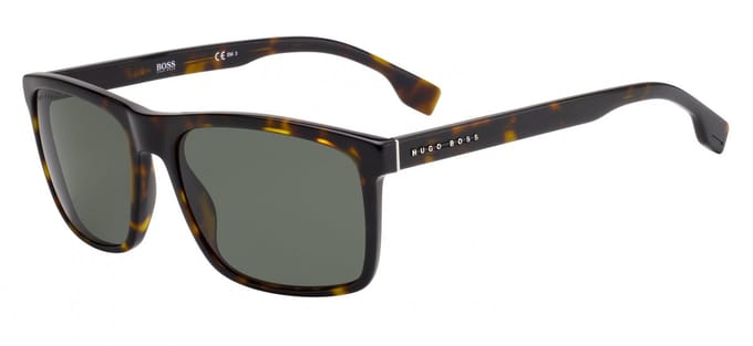 Hugo Boss Rectangle Mens Dark Havana Green Zonnebril