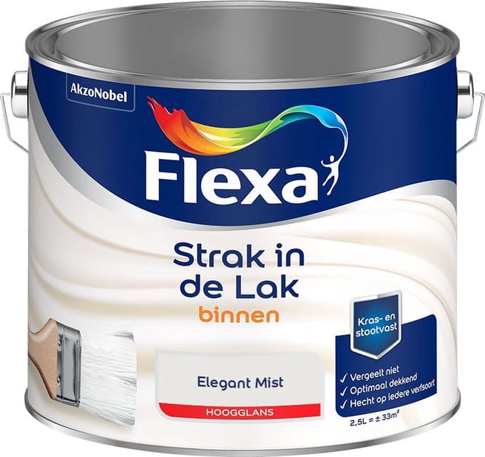 Flexa - Strak In De Lak Binnenlak Hoogglans - Elegant Mist - Mengverf - 2,5 L