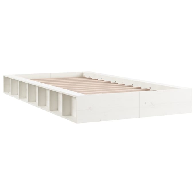 vidaXL - Bedframe - massief - hout - wit - 100x200 - cm