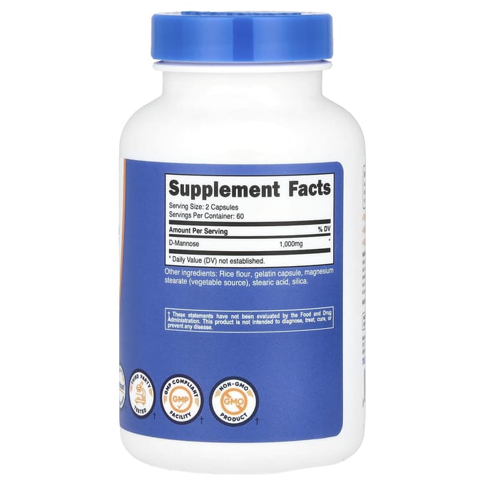 Nutricost, D-Mannose, 1.000 mg, 120 capsules (500 mg Per Capsule)