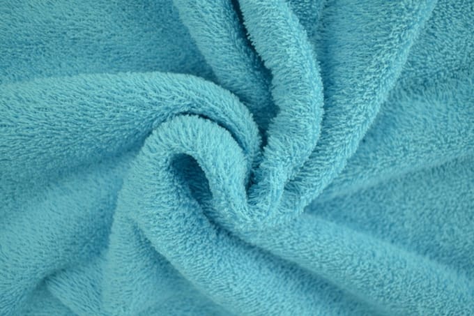 10 meter badstof - Aqua blauw - 90% katoen - 10% polyester