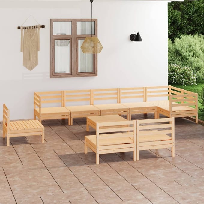 vidaXL - 10-delige - Loungeset - massief - grenenhout