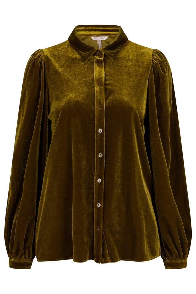 EsQualo Blouse Basic Velours Warm Olive Taglia: S | Magliette intime Outlet | Donna | Verde
