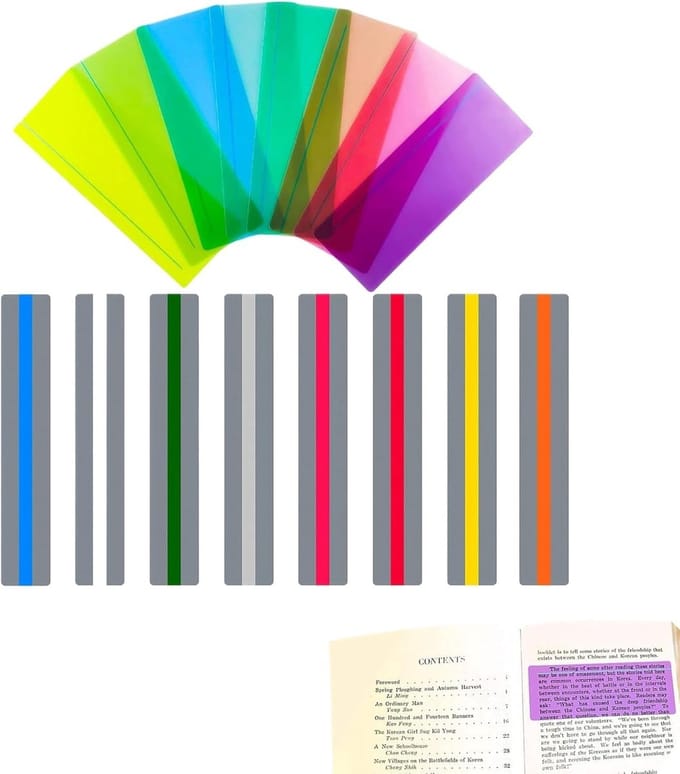 16 Stuks Leestrepen voor Kinderen, Dyslexie Marker Strips, Kleurcodering en Leeshulpmiddelen voor AD(H)D en Dyslexie