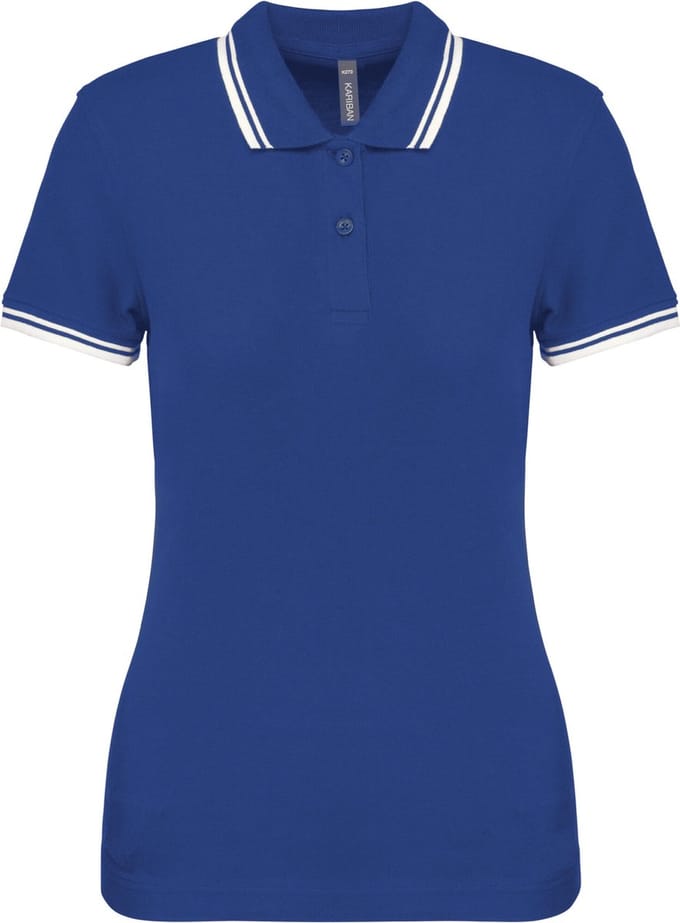 Kariban Gestreepte damespolo korte mouwen K273 - Royal Blue / White - S