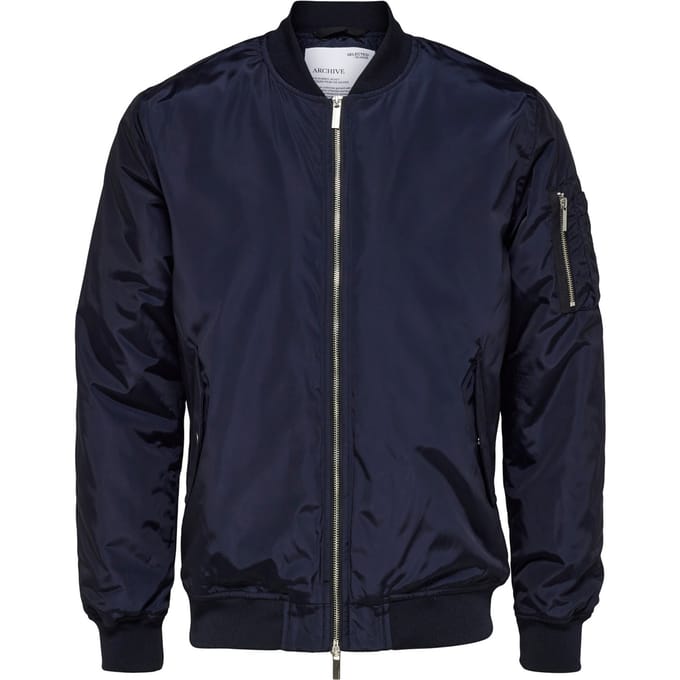 Selected - Heren Jas zomer Archive Bomber Jacket - Blauw - Maat M