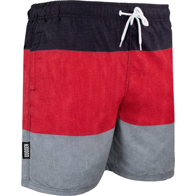 Zwemshort voor heren met patroonstrepen rood