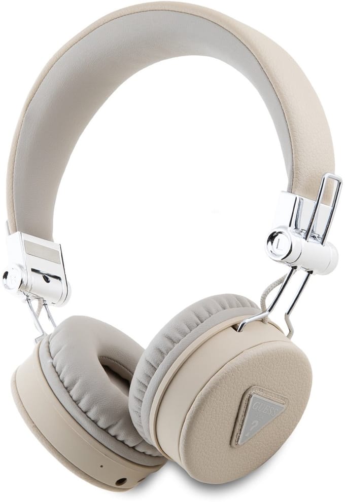 Guess Bluetooth Stereo Koptelefoon ENC - Grained Triangle Logo - Beige