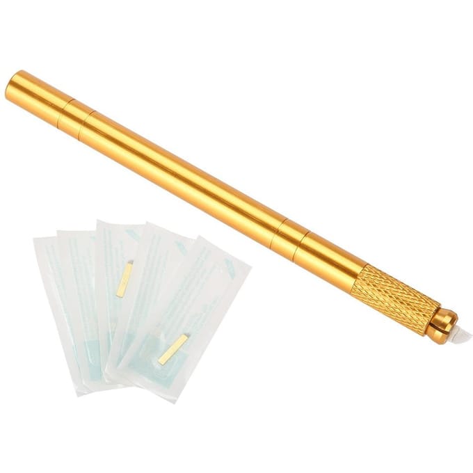 Set Stylo Tatouage Sourcils Manuel Microblading Tatouage Stylo Sourcils avec 5 Pièces Aiguille Jetable white
