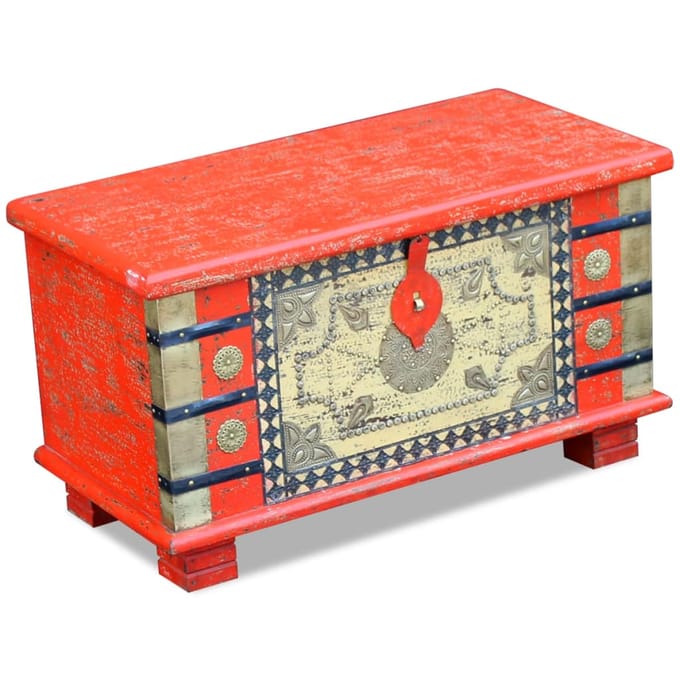 Coffre de rangement Bois de manguier rouge 80 x 40 x 45 cm