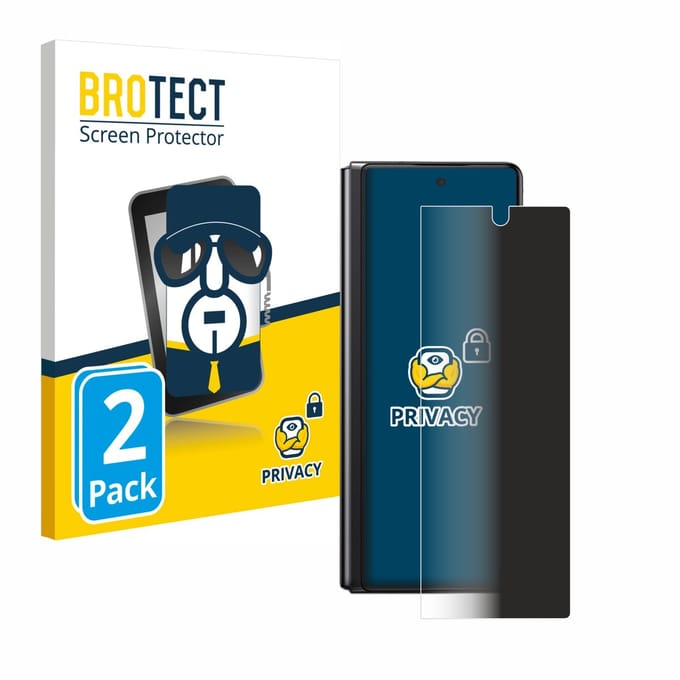 BROTECT - privacy screenprotector voor Samsung Galaxy Z Fold 2 5G - Folie Beschermfolie Blauwlichtfilter 2 Stuks