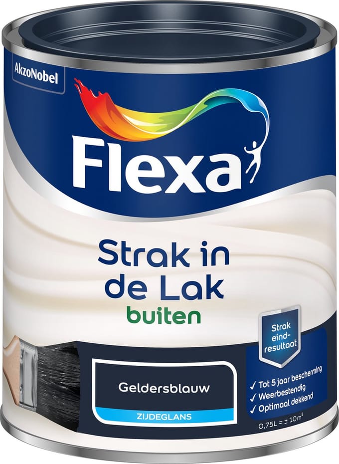 Flexa - Strak In De Lak Buitenlak Zijdeglans - Geldersblauw - 750 Ml