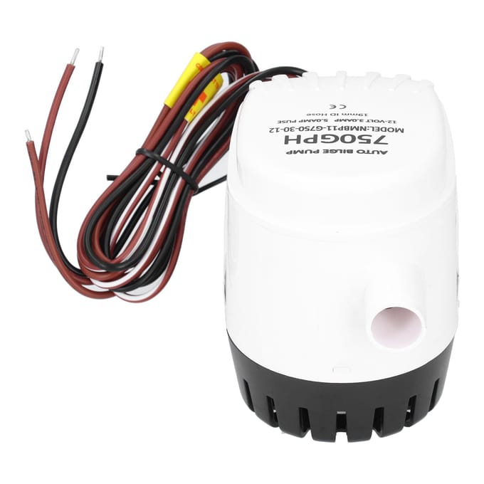 Pompe de Cale Submersible Automatique 12V 750GPH avec Interrupteur à Flotteur Intégré Accessoire Bateau Marin white