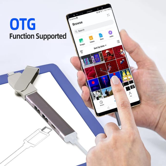 4 Poorten USB 3.0 HUB USB C HUB Multi USB Splitter OTG Adapter Type C Docking Station 5Gbps Hoge Gegevensoverdracht gray