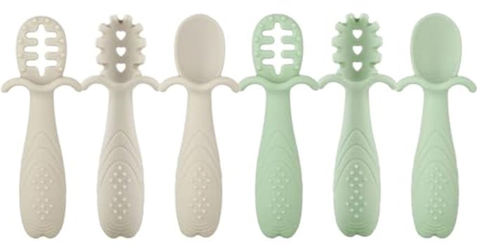Set van 6 siliconen lepels voor baby's - flexibel en BPA-vrij