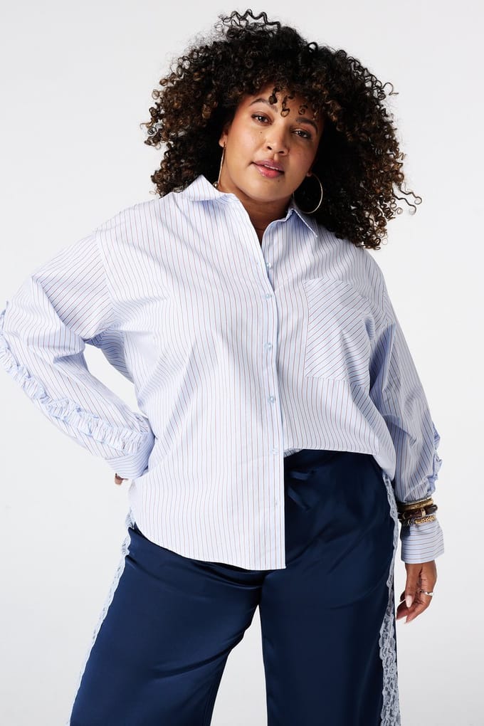 MS Mode Blouse Gestreepte blouse met volants