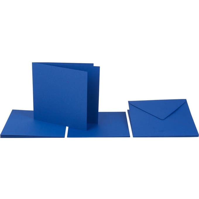 Dubbele kaarten met enveloppen en inlegvellen, 15 stuks. - Blauw