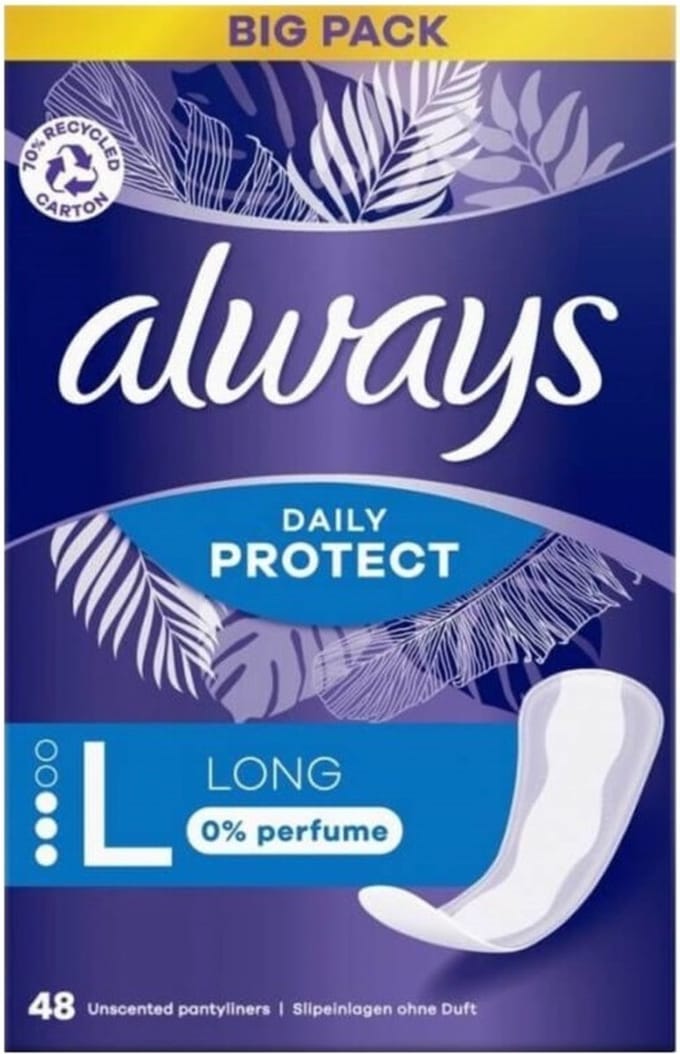 Always Daily Protect Long Ongeparfumeerde Inlegkruisjes - 48 stuks