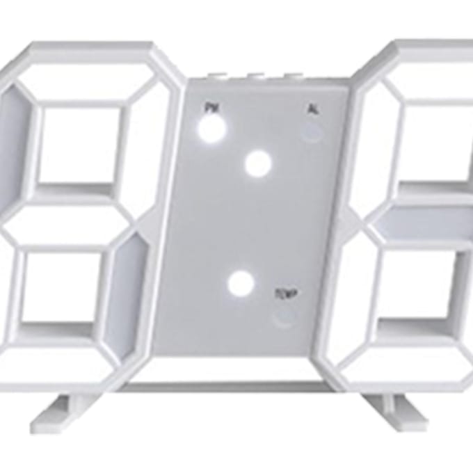 3D LED Digitale Wandklok Dimbaar Nachtlampje Decor LED Digitale Wekkers met Temperatuur white