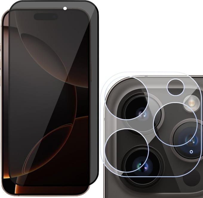 Screenprotector & Camera Protector geschikt voor iPhone 16 Pro - Volledig Dekkend Gehard Glazen Tempered Glass Krasbestendig