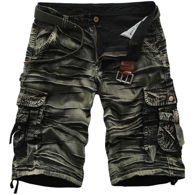 Zomer heren losse grote maten casual camo korte broek cargoshorts 38 legergroene kleur