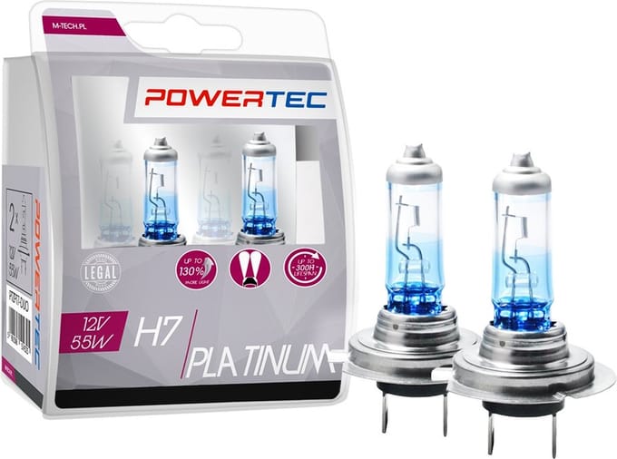 Powertec H7 12V Halogeenlampen – Platinum +130% – Set van 2