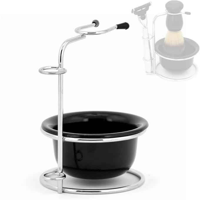Dailygoods- Scheerstandaard Roestvrij Staal - Scheermeshouder - Scheerkom - Borstelhouder - Duurzaam - Stabiliteit - Minimaliseert bacteriën