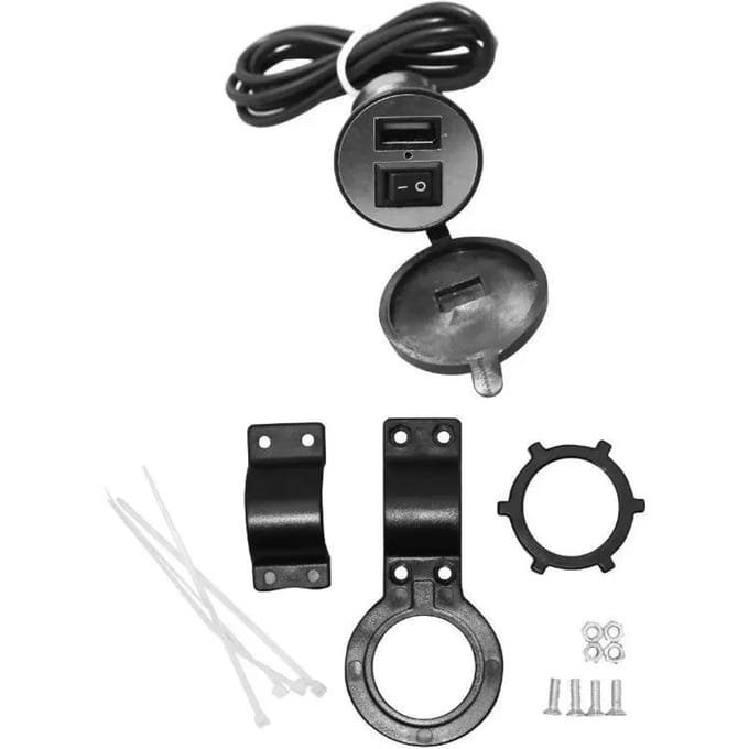 USB-oplader met schakelaar + stuurhouder P2R