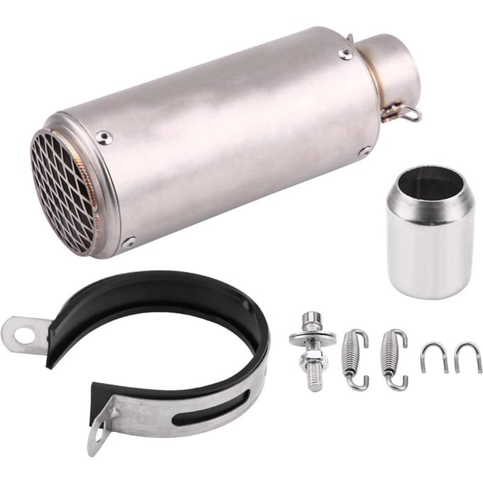 Metalen universele motorfietsuitlaatdemper, eindstuk, zilverkleurig gray