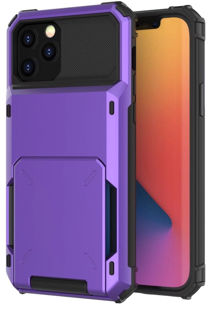 Hoesje geschikt voor iPhone 16e - Backcover - Pasjeshouder - Portemonnee - TPU - Paars