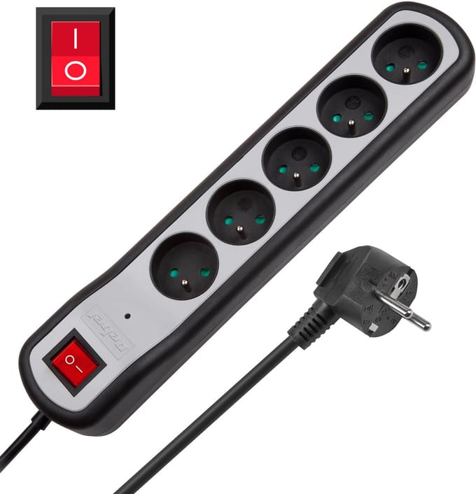Rebel Serie - Stopcontactdoos - 5 Stopcontacten - 5m Kabel