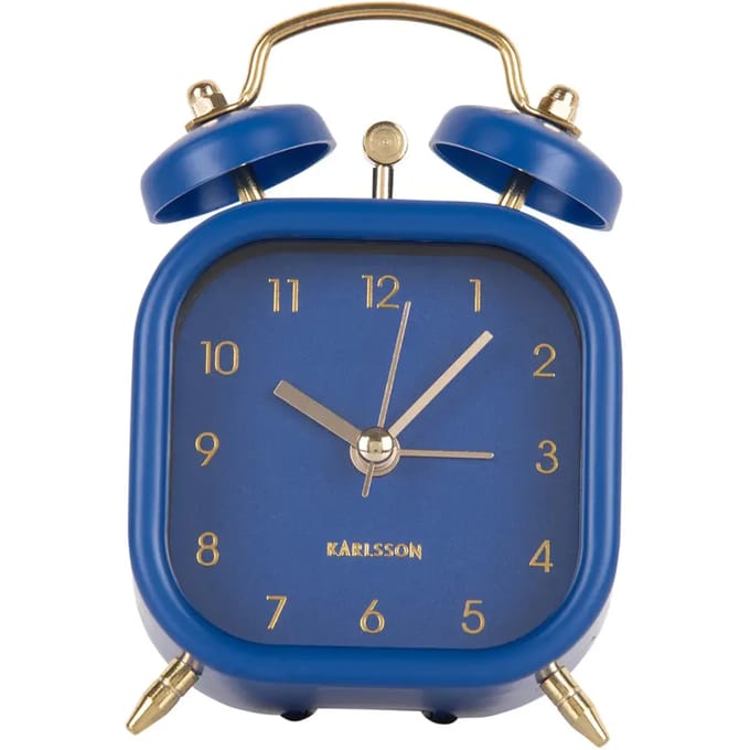 Karlsson - Wekker Metallic Glam Vierkant - Donkerblauw