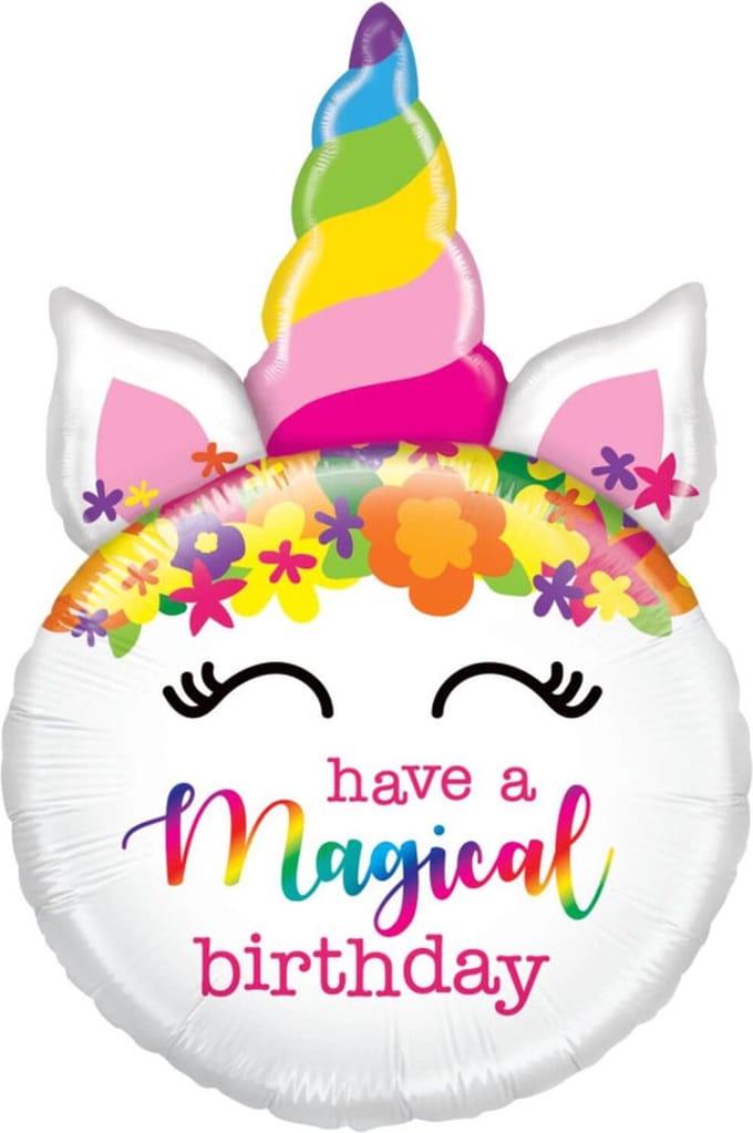 Ballon Magische verjaardag eenhoornballon (opgeblazen: 45 cm x 68 cm) / BULK