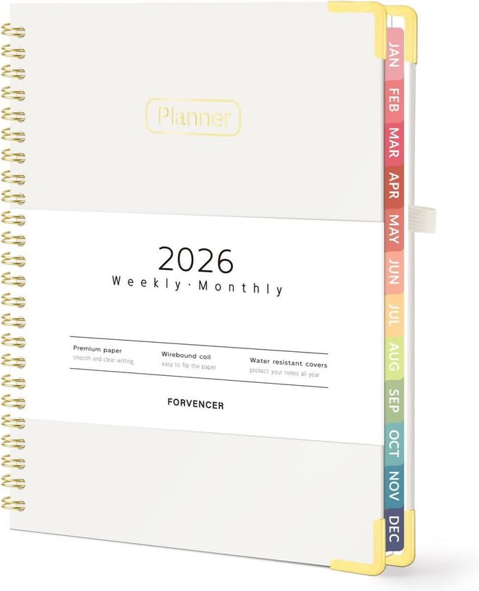 2025 Hardcover Week- en Maandplanner - Spiraalvormige Kalender met Tabbladen