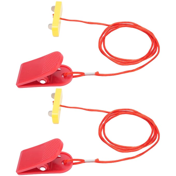 2 Pièces Interrupteur d'Arrêt d'Urgence pour Tapis de Course 53x16mm Rectangulaire Double Insertion Clé de Sécurité pour Tapis de Course avec Pince red