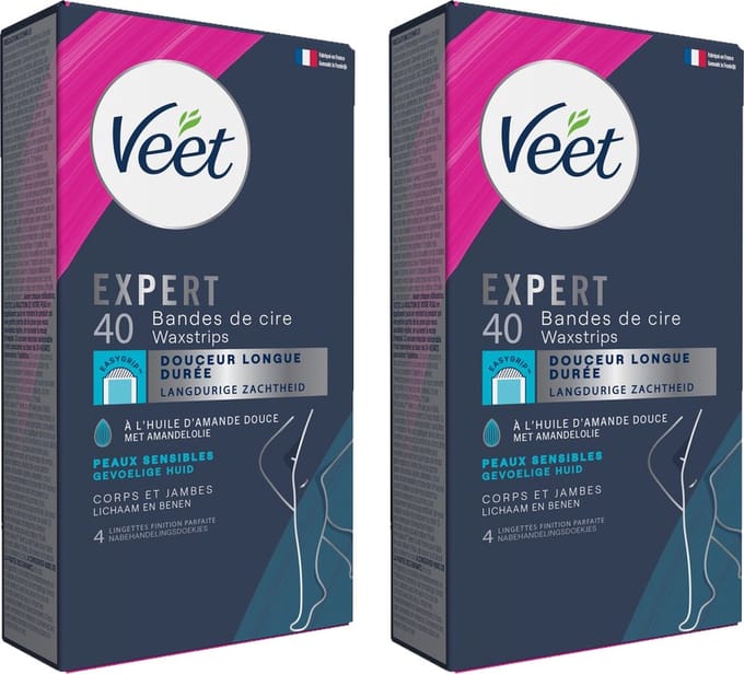 Veet - Expert - Koude Wasstrips - Benen (Sensitive) 40st - 2 Stuks - Voordeelverpakking