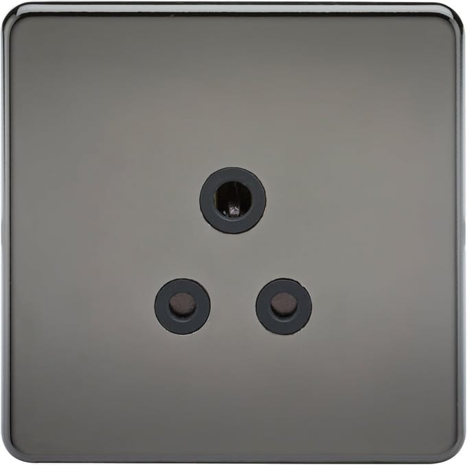 Stopcontact Rond - Socket 5A - Elektrische Aansluiting - Schroefloos Ontwerp - 230 Volt - Zwart Nikkel