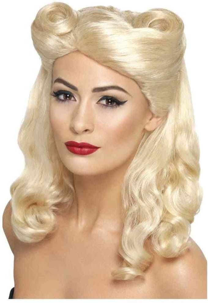 Pruik jaren 40 pin-up look blond