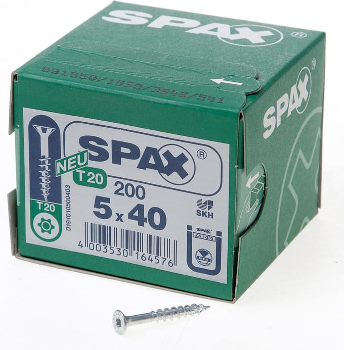 Spax - Spaanplaatschroeven - Torx 20 Platkop - 5 x 40mm - Deeldraad - WIROX (200 stuks)