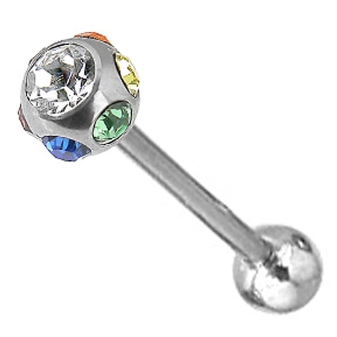 Piercing 5 steentjes 1.6x16 - wit / regenboog - LMPiercings