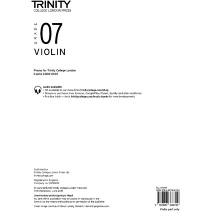 Violin 20202023 Grade 7 Part Only - TRIN COLLEGE LONDON